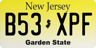 NJ license plate B53XPF