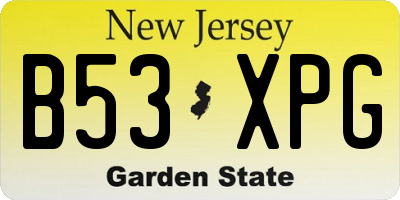 NJ license plate B53XPG