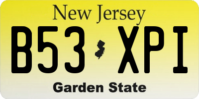 NJ license plate B53XPI