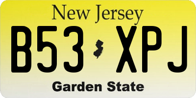 NJ license plate B53XPJ