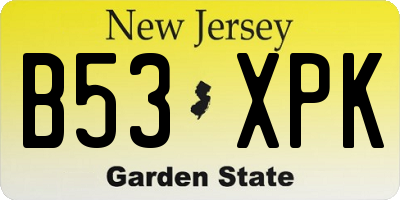 NJ license plate B53XPK