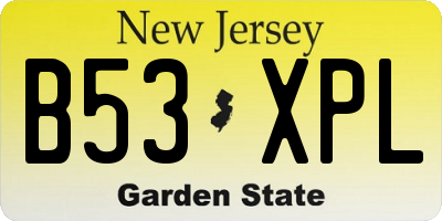 NJ license plate B53XPL