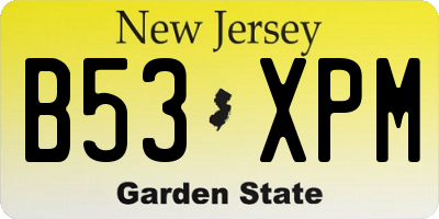 NJ license plate B53XPM