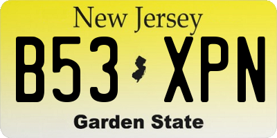 NJ license plate B53XPN