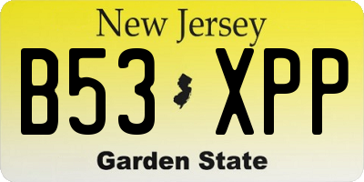 NJ license plate B53XPP