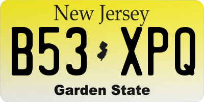 NJ license plate B53XPQ