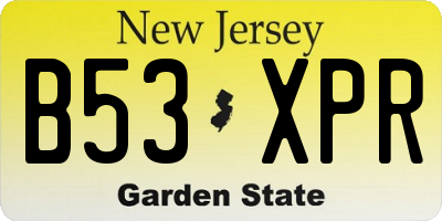 NJ license plate B53XPR