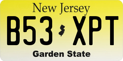 NJ license plate B53XPT