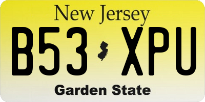 NJ license plate B53XPU