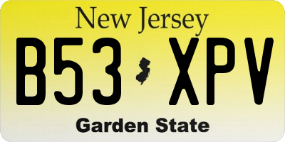 NJ license plate B53XPV
