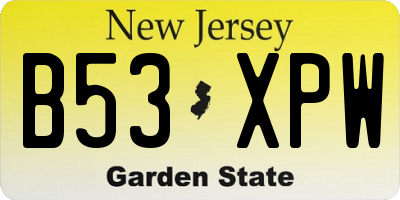 NJ license plate B53XPW