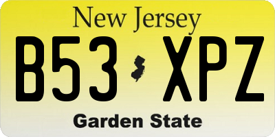 NJ license plate B53XPZ