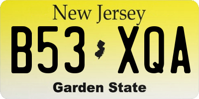 NJ license plate B53XQA