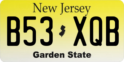 NJ license plate B53XQB
