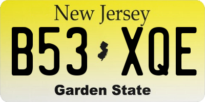 NJ license plate B53XQE