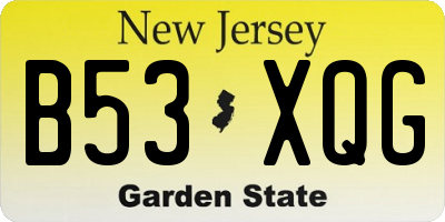 NJ license plate B53XQG