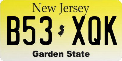 NJ license plate B53XQK