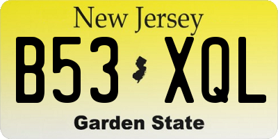 NJ license plate B53XQL