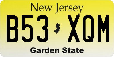 NJ license plate B53XQM