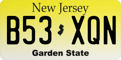 NJ license plate B53XQN
