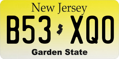 NJ license plate B53XQO