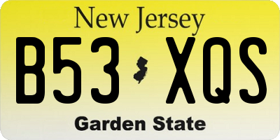 NJ license plate B53XQS