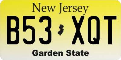 NJ license plate B53XQT