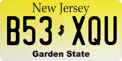 NJ license plate B53XQU