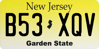 NJ license plate B53XQV