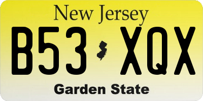 NJ license plate B53XQX