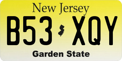 NJ license plate B53XQY