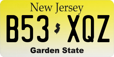 NJ license plate B53XQZ