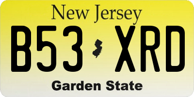 NJ license plate B53XRD