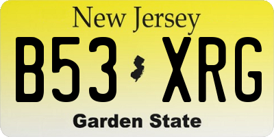 NJ license plate B53XRG