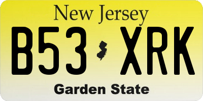 NJ license plate B53XRK