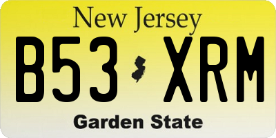NJ license plate B53XRM
