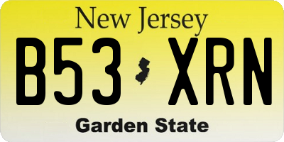 NJ license plate B53XRN