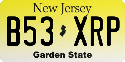 NJ license plate B53XRP