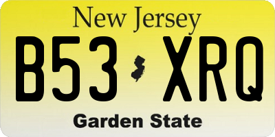 NJ license plate B53XRQ