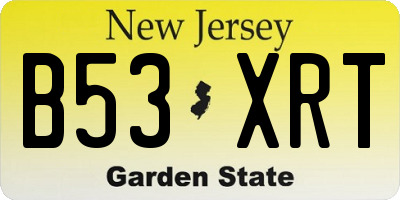 NJ license plate B53XRT