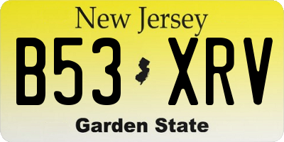 NJ license plate B53XRV
