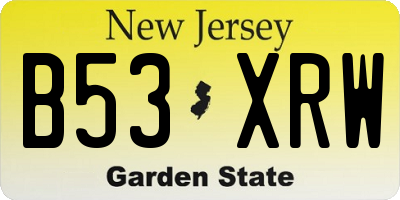 NJ license plate B53XRW