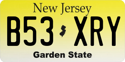 NJ license plate B53XRY