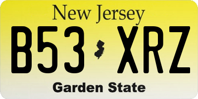 NJ license plate B53XRZ