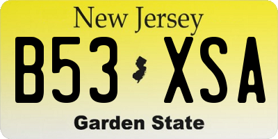 NJ license plate B53XSA