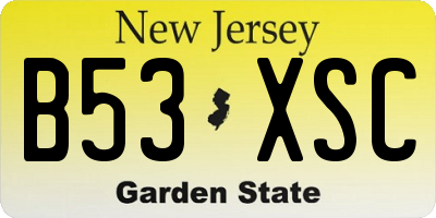 NJ license plate B53XSC