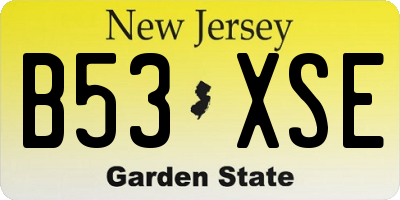 NJ license plate B53XSE