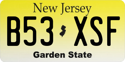 NJ license plate B53XSF