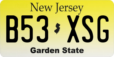 NJ license plate B53XSG