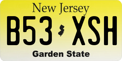 NJ license plate B53XSH